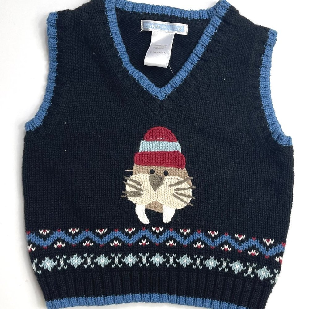 New Janie and Jack Walrus Sweater Boys Vest sz 3-6m